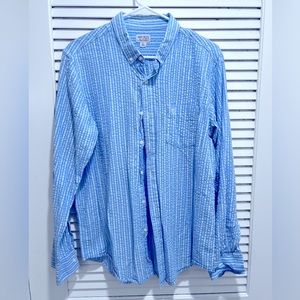 Men’s Large Catch Surf Blue/White Seersucker Shirt